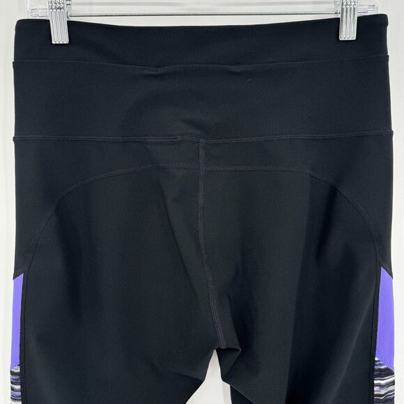 MARMOT Adrenaline Performance Black Purple Full Length Color Block Leggings Sz L - Picture 4 of 6